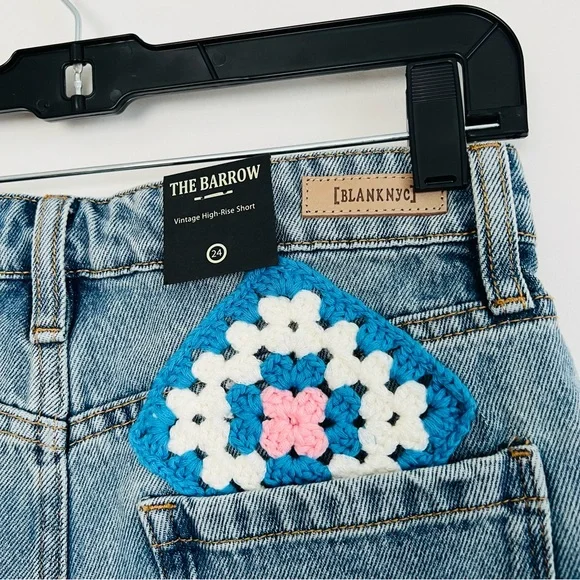 Blank NYC Wildest Rhythm Patchwork Shorts NWT - Picture 8 of 16